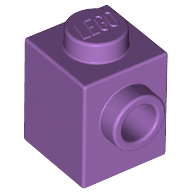 Lego kostka (kostička) 1x1 s nopem na jedné straně, levandulová střední (6125776)